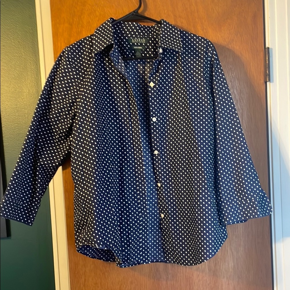Ralph Lauren Blue and White Button Down Shirt